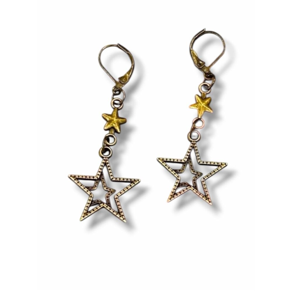 Celestial Star Dangle Earrings Handmade USA NWT